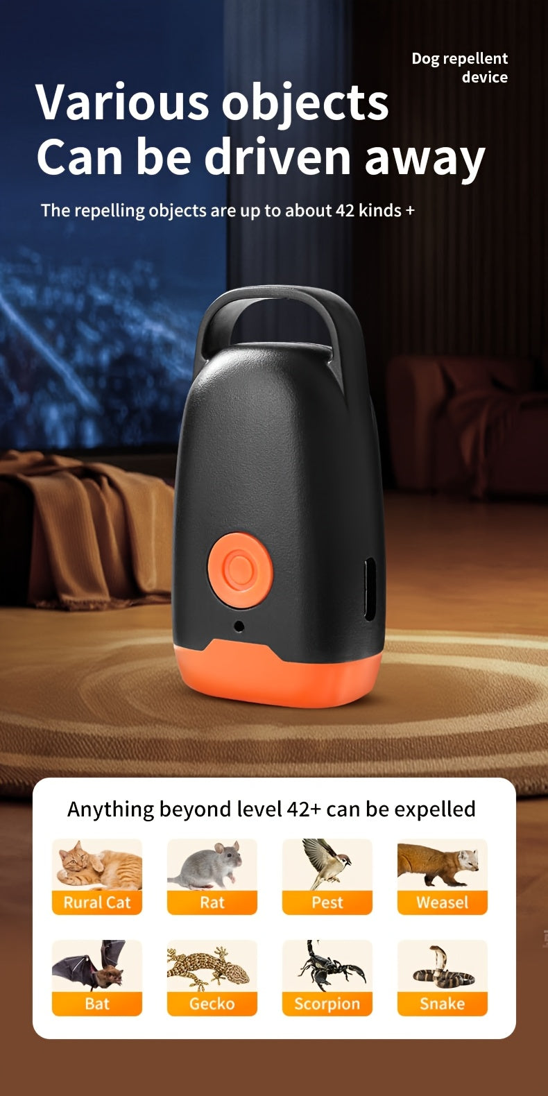 Soundwave technology Dog Repellent Device - Bark & Aggressive Dog Alarm with One-Touch Operation, Portable Bark Control for Personal Safety, for Humans & Pets, Charging Indicator, Works Against All Breeds (-)