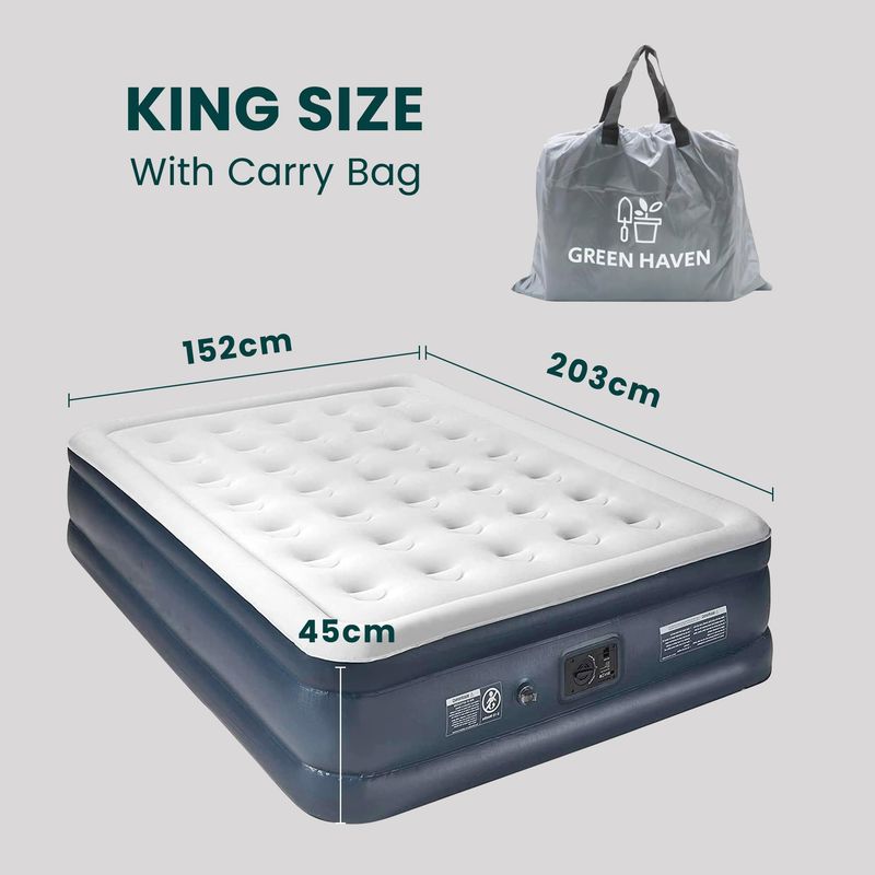 King Size Air Bed with Built-in Electric Pump – Self-Inflating Blow-Up Mattress for 2 Adults – Waterproof & Elevated for Camping, Guests, Indoor & Outdoor Use Furniture Supplies