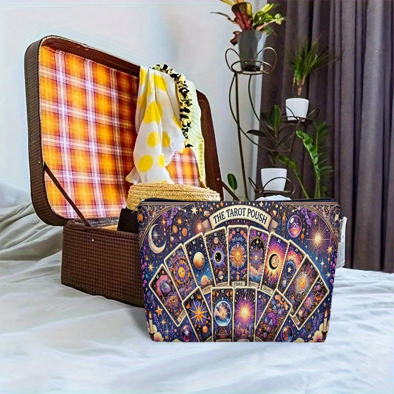 Tarot Cards Cosmetic Bag Tarot Starry Gorgeous Cards, Lightweight Zipper Design Toiletry Bag, Suitable for Travel and Daily Use Multifunctional Storage Bag for Stationery