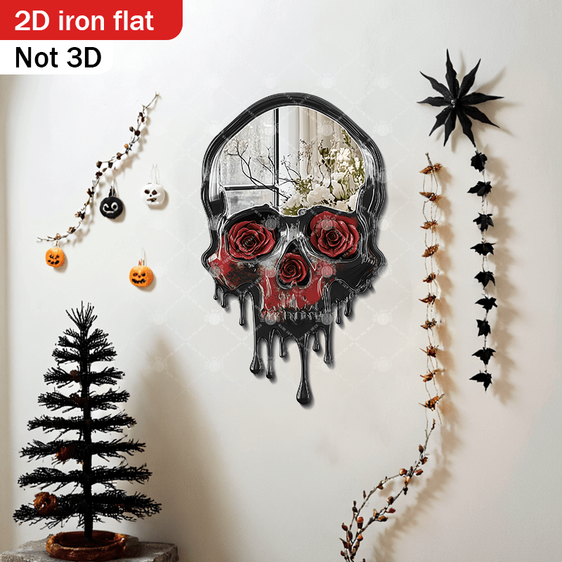 Gothic Wall Mirror with Irregular Horizontal Hanging - Black Metal Frame Retro/medieval style Mirror Suitable for Living Room, Bedroom, Bathroom - Wood Compatible Horizontal Hanging Decor Creative Holiday Gift (Gothic Style)