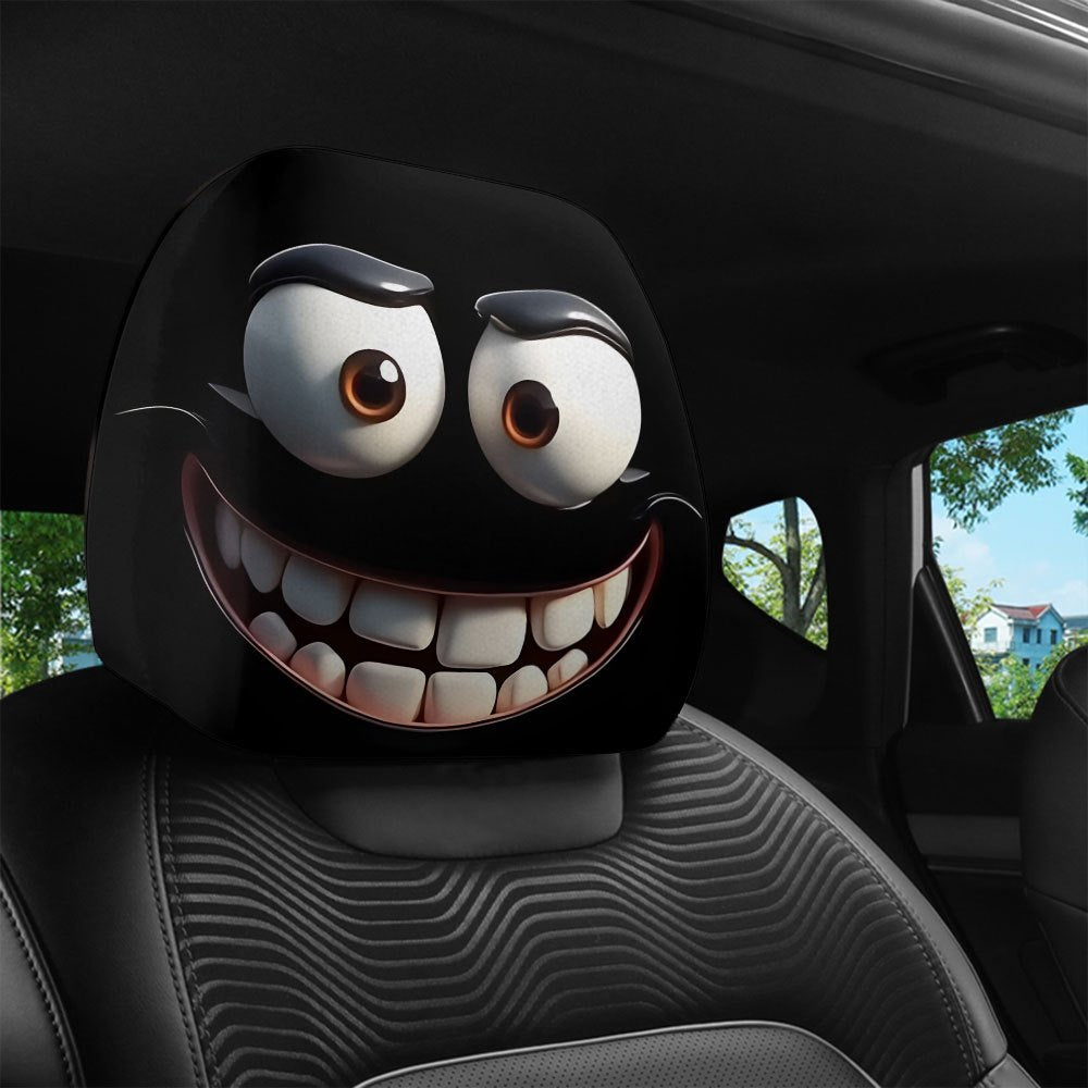 2pcs of Wars Sith Warrior Face Printed Car Headrest Covers, Cool And Personalized Protectors, Universally Fitting, Suitable for Long-Distance Driving And Business Travel Scenarios, an Ideal Surprise Gift for Boyfriends And Be