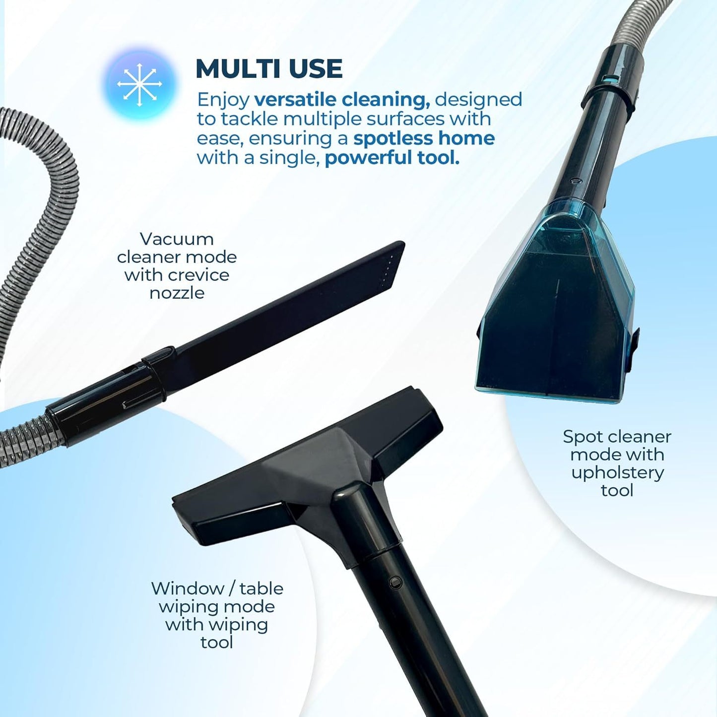 Deep Cleaning Upholstery & Carpet Cleaner Machine | Carpet Washer with Clean & Dirty Water Tank | Portable Powerful 500W Motor | Includes Carpet Brush, Glass Brush & Crevice Nozzle | Home & Car Carpet Cleaning Appliance | Sta
