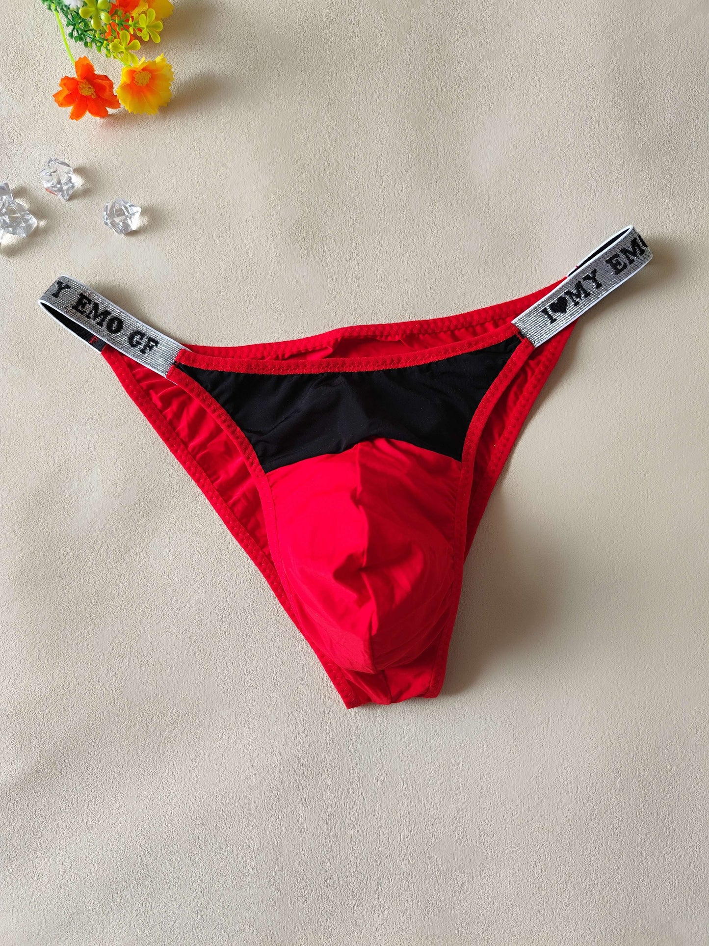 3pcs Men's Sexy Low-Rise Briefs with Love Waistband - Soft, Breathable Nylon Underwear with Stylish Pouch Design, Sizes M/L