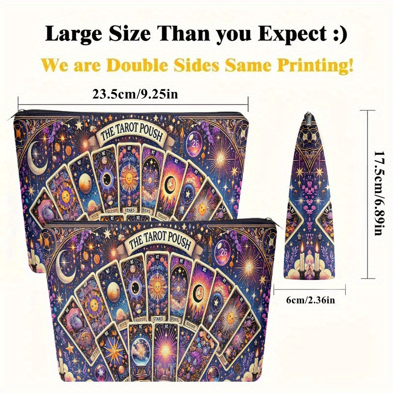 Tarot Cards Cosmetic Bag Tarot Starry Gorgeous Cards, Lightweight Zipper Design Toiletry Bag, Suitable for Travel and Daily Use Multifunctional Storage Bag for Stationery