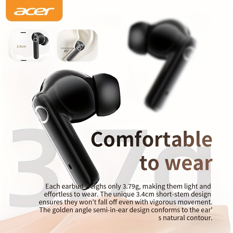 Original Acer Official Genuine Product] In-Ear Design | TWS Wireless Earbuds | Stereo | Deep Bass | Low Latency for Calls | Comfortable Fit (For Study/Business/Sports/Running/Fitness) | Portable Design | Multi-Device Compatib