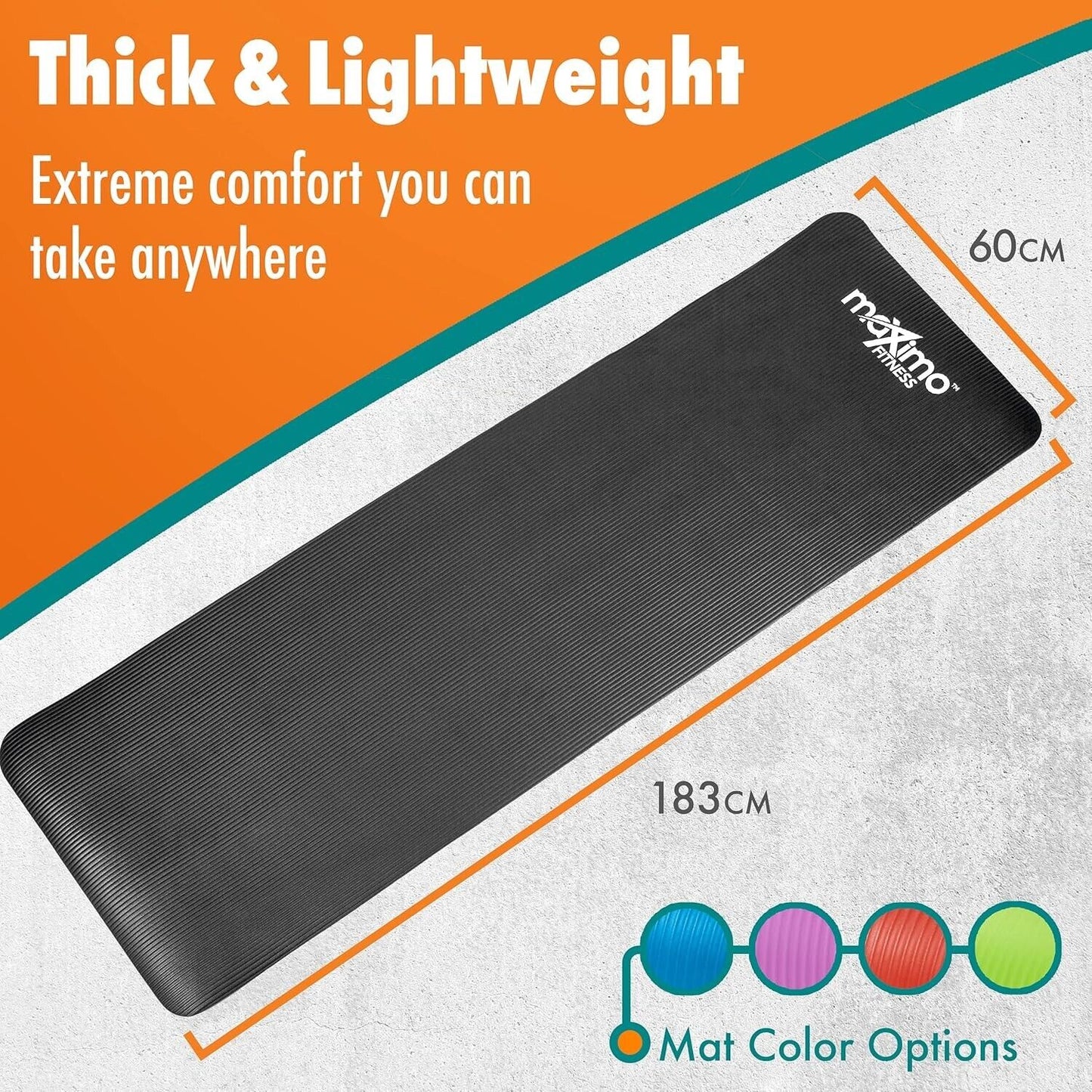 Yoga Exercise Mat Thick Non Slip with Carry Strap 15mm Workout for Home Large