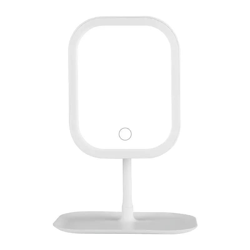 LED Makeup Mirror with Lights, Dressing Table Lighting, Portable Foldable Touch Control, 3 Lighting Modes for Makeup - Rechargeable Battery, Polished Glass Surface, Perfect for Students and Dorm Rooms. A Stylish Accessory for