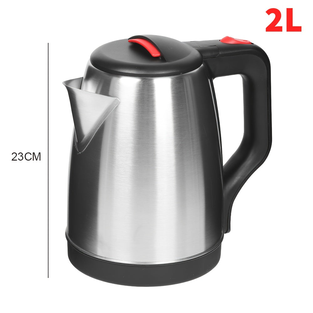 2L 1800W Stainless Steel Electric Kettle with Fast Boiling, Anti-Scald Protection & Ergonomic Handle - Portable Design for Home, Office, Camping, or Travel