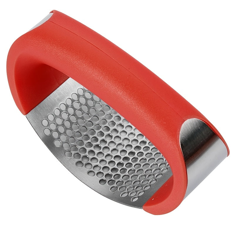 4 Colors Stainless Steel Garlic Press - Manual Garlic Crusher with Ergonomic Handle, Durable Kitchen Tool for Crushing Garlic, No Electricity Needed, Easy to Clean, Perfect for Home Cooking, Garlic Crusher for Kitchen, Cookin
