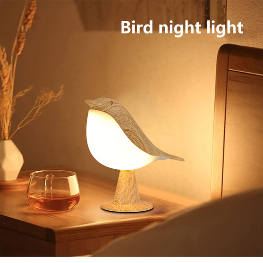 1pc Art Decor Style Bird LED Table Lamp, 3-Level Adjustable Touch-Controlled Night Light, Rechargeable Lithium Battery, Plastic Freestanding Desk Lamp with USB Cable, Animal Theme for Various Room Types - Maple Leaf Color