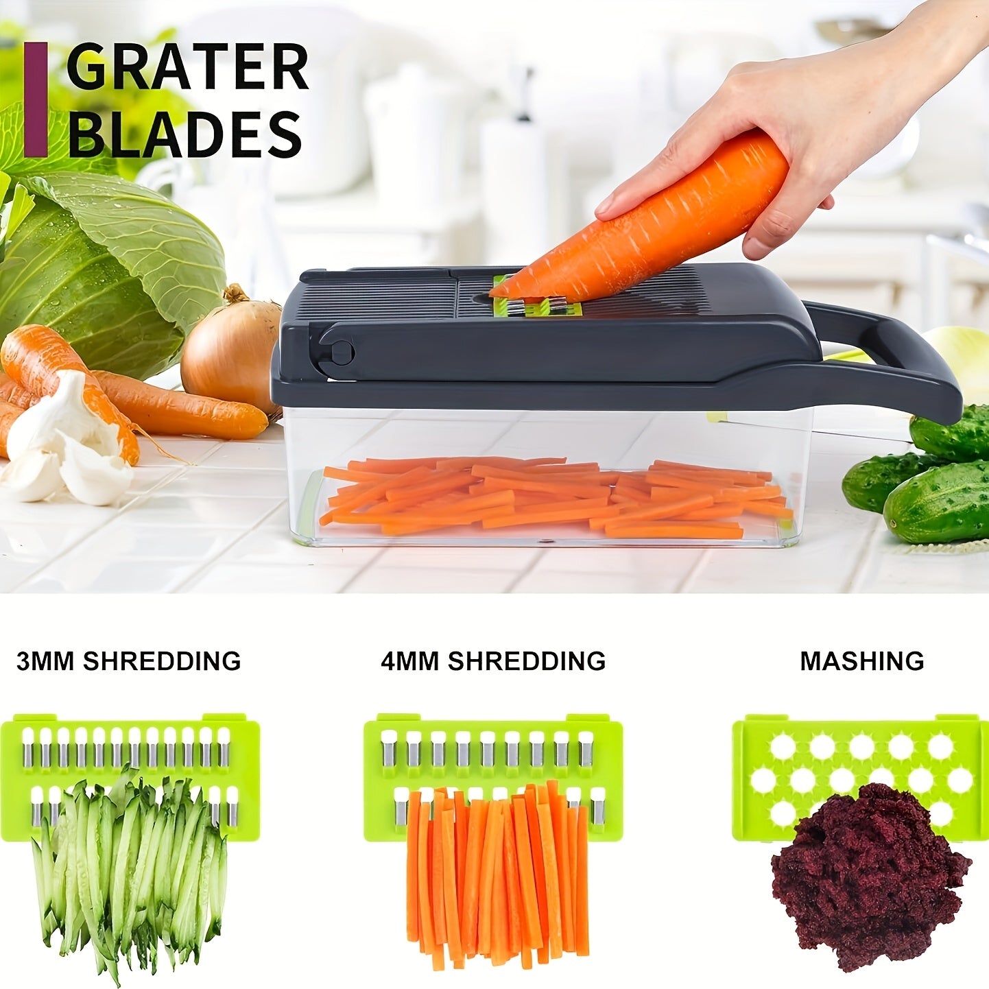 16in 1 Set Vegetable Chopper, Salad Chopper, Vegetable Slicer Multifunctional, Veg Chopper with 7 Chopping Vegetables, Mitten And Peeler, Vegetable Cutter for Vegetables And Fruit