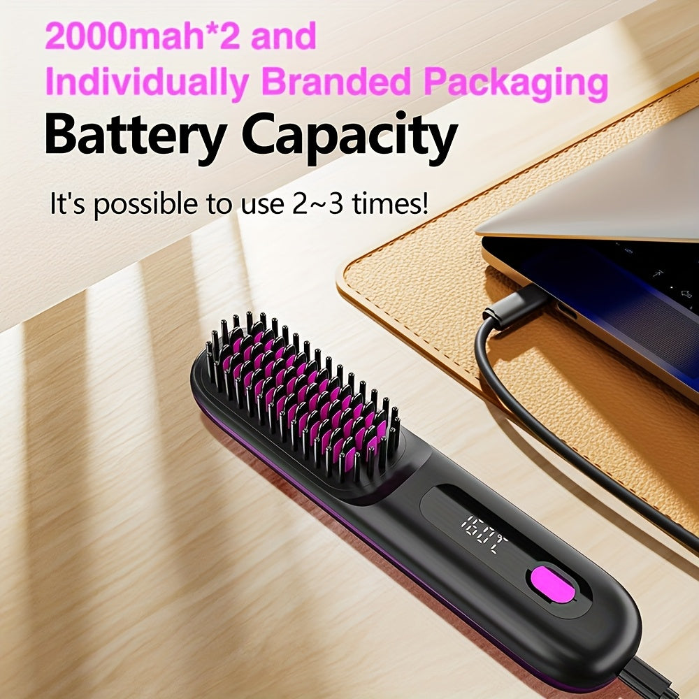 NEW Set Portable Straightening Comb, Quick Hair Straightener, Straightening Styling Tool, Smart Digital Display Precise Temperature Control. Long-Lasting Hold Without Damaging Hair, Straightening and Curling Dual Use