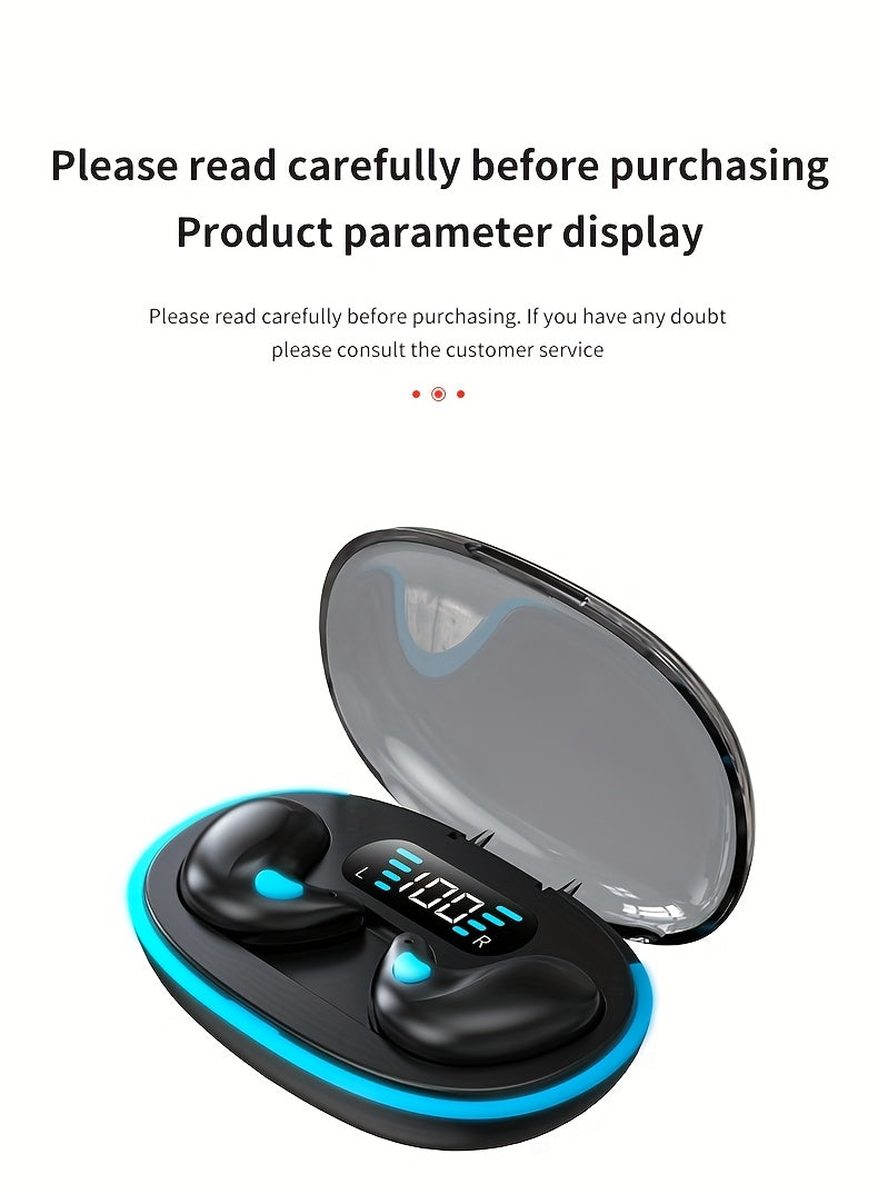 NEW Arrivals Wireless Earphones Feature Painless Wearing for Long Hours, High - Quality Heavy Bass Sound, Cool Lighting, Smart Digital Display, and Long Battery Life, Transparent Canopy.