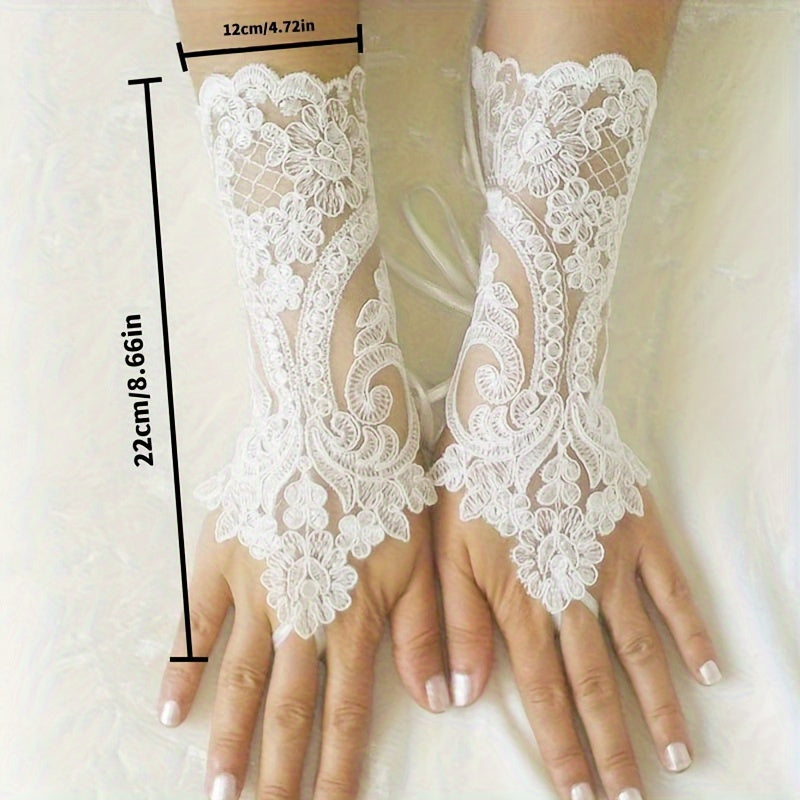 Stylish Black Lace Gloves Without Fingers for Ladies - Featuring Detailed Floral Designs, Flexible Wristbands, And Breathable Material - Perfect for Halloween And Dance Events, for halloween Costumes | Chic Glove Style | Adju