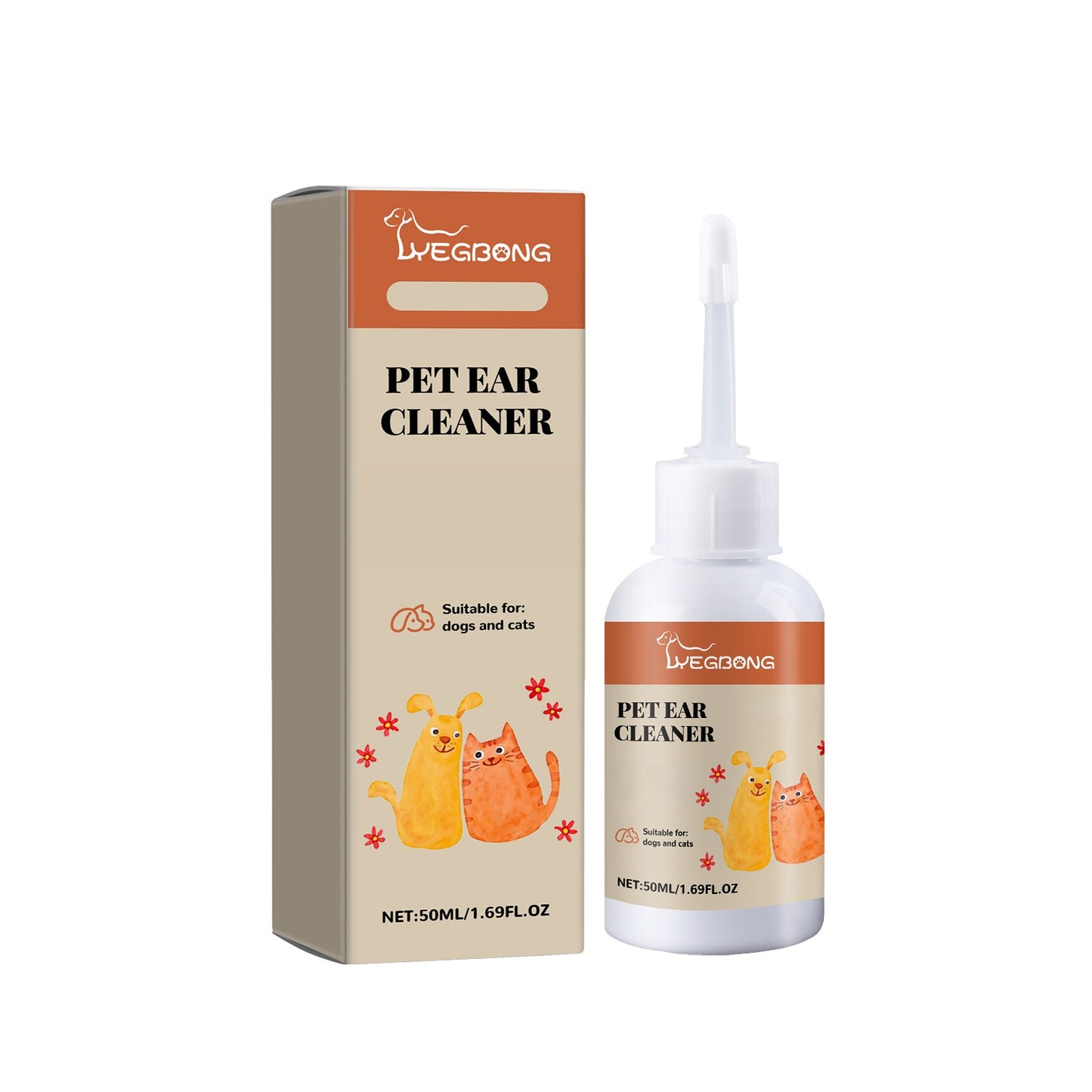 Pet Ear Cleaning Drops 50Ml for Safe Dirt Removal, Suitable for Both Cats And Dogs, Easy-To-Use Dropper for Daily Ear Maintenance, Non-Irritating to Pet Ear Canals