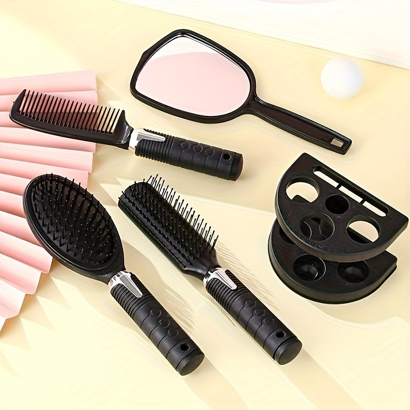 4- PCS Hair Comb + Mirror + Stand Set, Professional Salon Hairdressing Brush Set, Salon Hair Styling Tools, Unisex Grooming Combs Women Hair Care Tools Sets