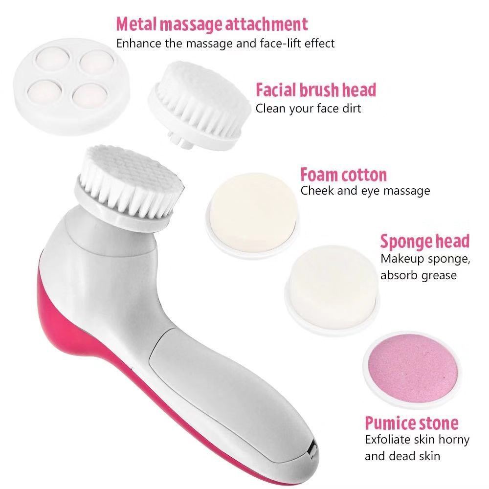 NEW Arrivals 5-in-1 Multi-Functional Facial Cleansing Device - Electric Facial Cleansing Brush - Used for Exfoliation, Skincare - Women's Rotating Cleaning Tool - Battery Powered Skin Care Supplies