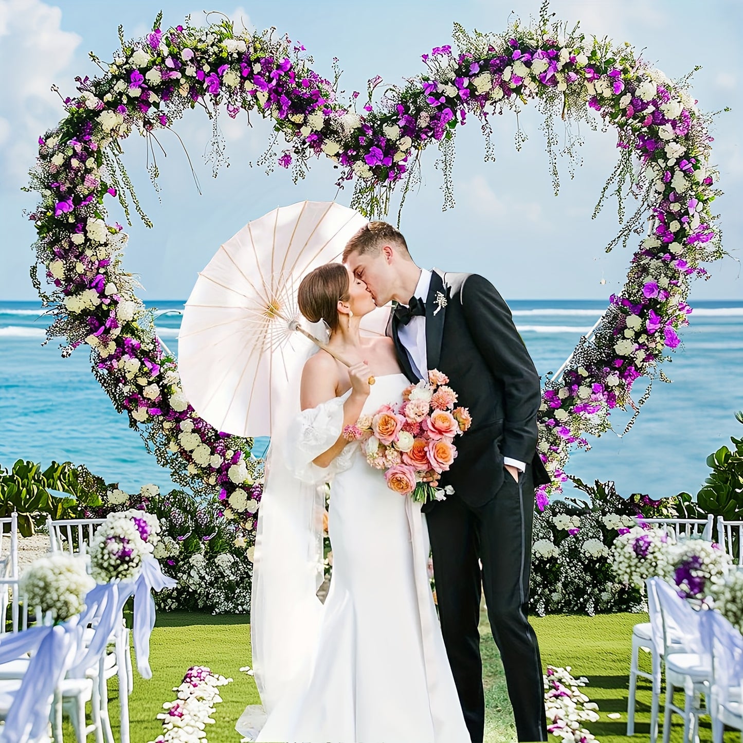 Elegant Heart-Shaped Metal Arch Backdrop - 6.5ft Tall, Rustproof Iron Flower & Balloon Stand for Weddings, Birthdays, Graduations & Youngsters Showers