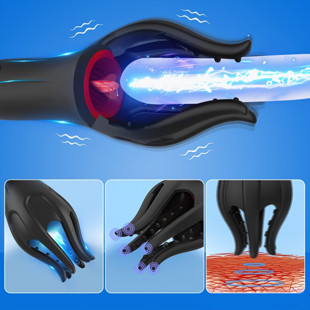 3 in 1 Men's Glans Stimulation Massager Penis Trainer Male Masturbator with Vibrating Tongue Licking Function Adult Toy for Men,  Male Pleasure Device, Realistic Feel, Discreet Toy