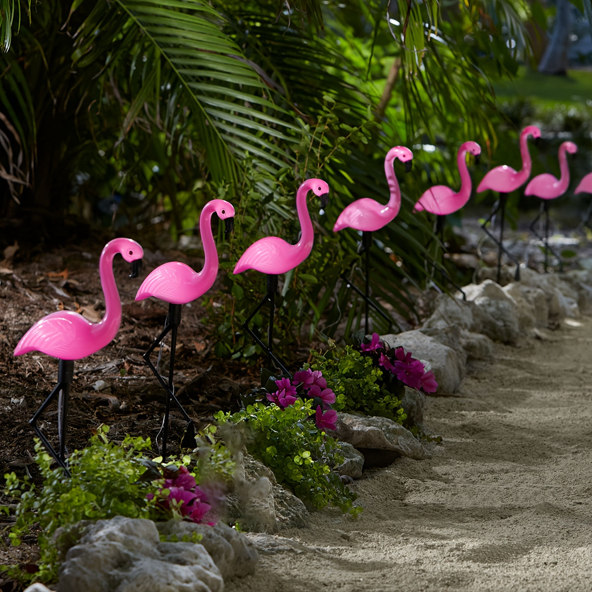 3 PCS Set Solar Flamingo Lights Solar Garden Lights Outdoor Decoration, Flamingo Garden Decoration, Birthday Christmas New Home Gift, for Patio Lawn Walkway Channel
