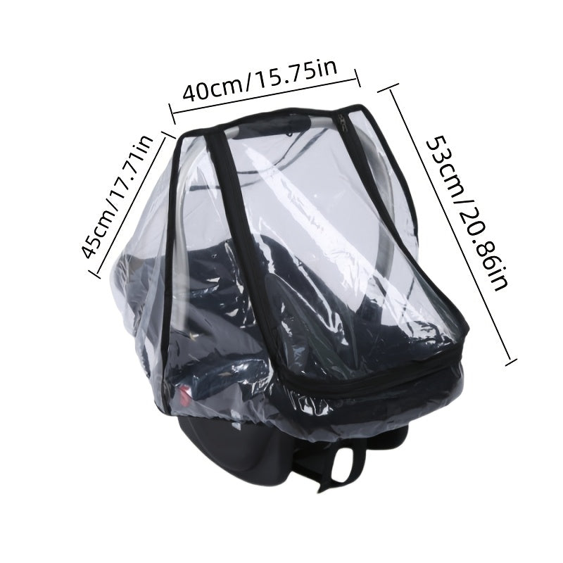 Universal Stroller Rain Cover, Breathable, Windproof, Waterproof, Snowproof, Dustproof Plastic Shield with U-Shape Zipper Door and Side Ventilation, for Old, All-Season Outdoor Protection