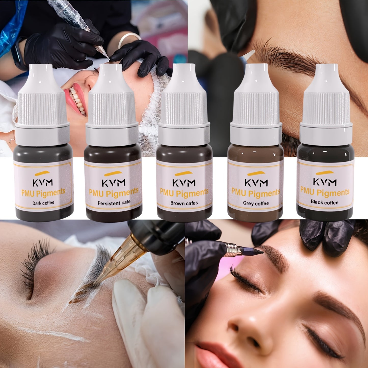Professional Microblading Ink Tattoo Kit - Vegan PMU Eyebrow & Eyeliner Tattoo Set, Cool-Toned Mini Kit with Rich Coffee Brown & Permanent Makeup Ink for Cosmetic Tattoo Artists and clients (Microblading D Ink)