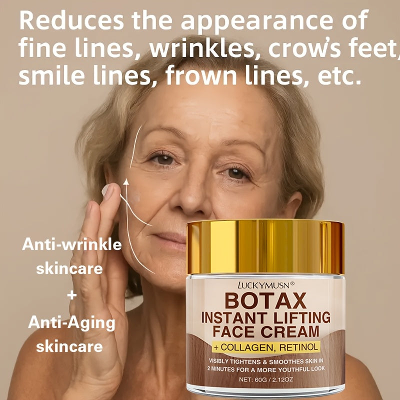 Botax Instant Firming Lifting Moisturizing Cream, Skincare, Improves Skin Elasticity and Radiance, Making Skin Look Younger. It Contains Retinol, Hyaluronic Acid, and Collagen, Non-greasy, 60g/2.12oz. Suitable for All Skin Ty