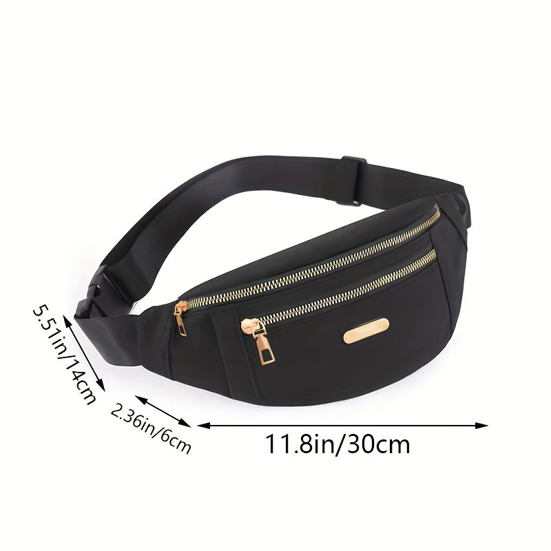 Unisex Waist Pack with Adjustable Strap - Lightweight Crossbody Bag, Zipper Closure, Nylon Waist Pack for Cycling, Gym, Travel - Compact Everyday bag for Men & Women (Zipper Direction Varies), Versatile Fashion Accessory, Dur