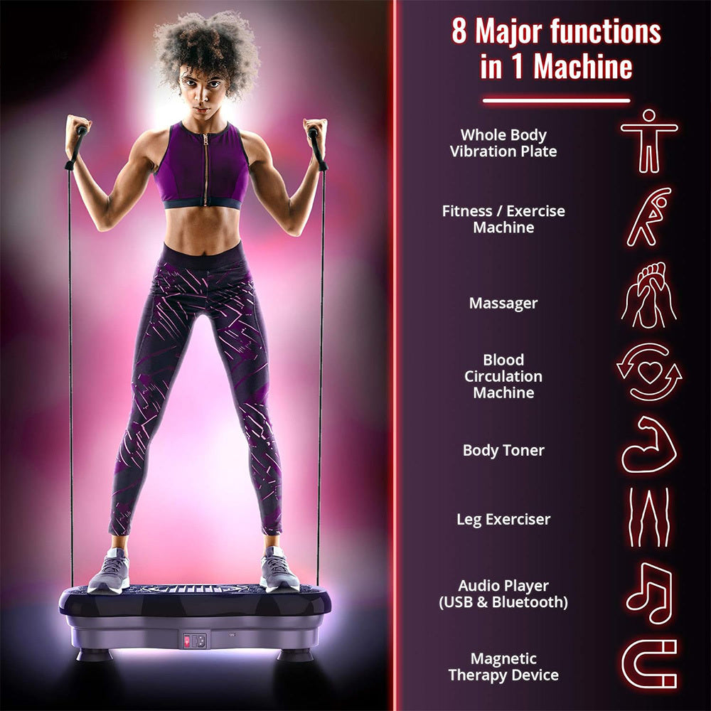 Home Gym Full Set Power Vibration Plate Exercise Machine – 99 Levels & 10 Modes, Bluetooth, Remote Control Home Fitness & Weight Loss Equipment | Full-Body Workout, Fat Burning & Muscle Toning