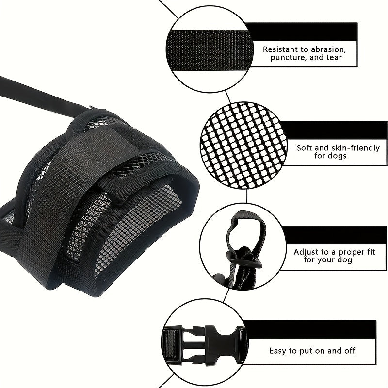 Adjustable Dog Mask, Breathable Polyester, Anti-Bite Barking Control, Comfort Fit for Small to Medium Dogs Pets Accessories