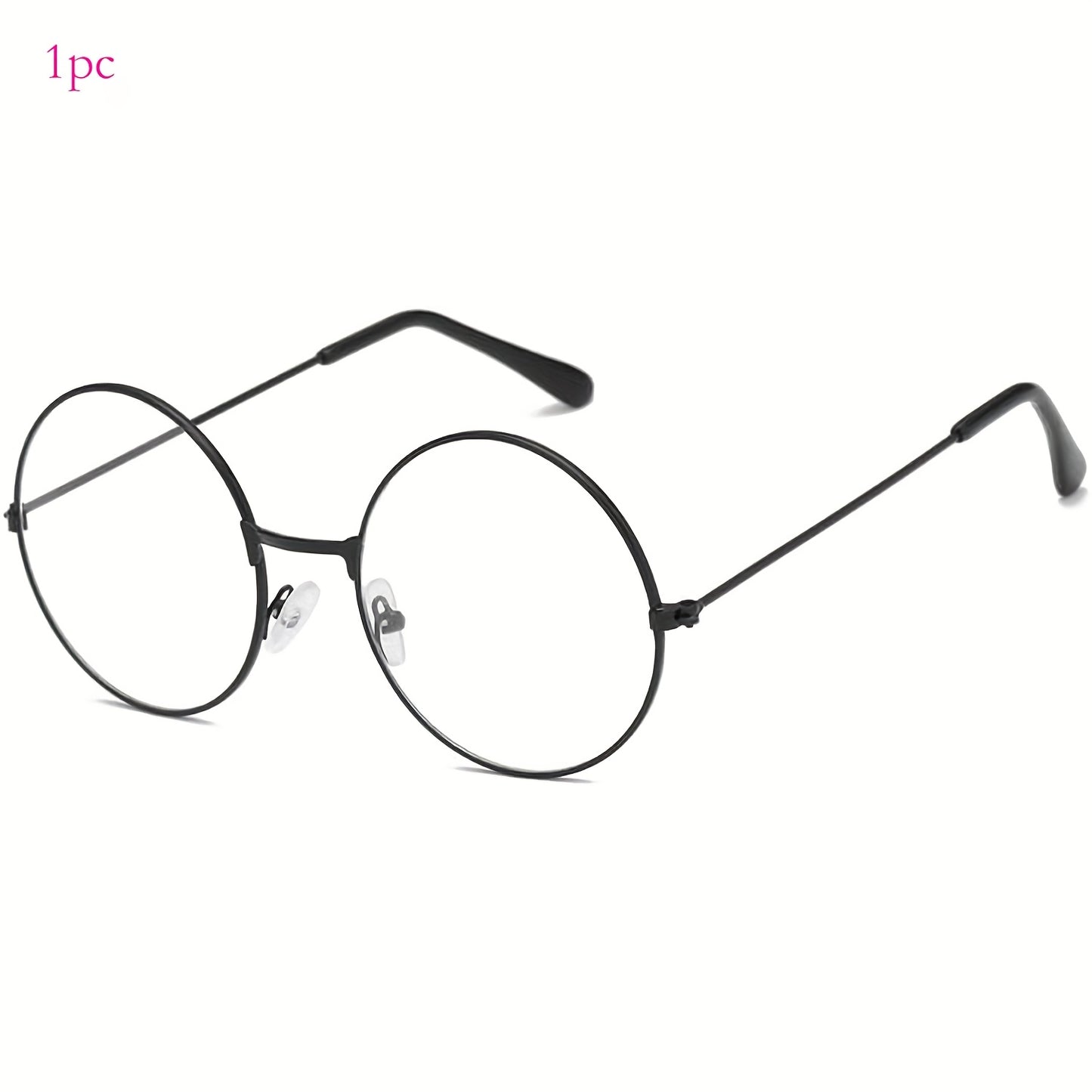Wizard-Themed Round Black Frame Glasses for Men & Women -  Circle Clear Lens Non- Fashion Spectacles with Metal Arms, Perfect for Secret Society Ceremonies Sacred Parties