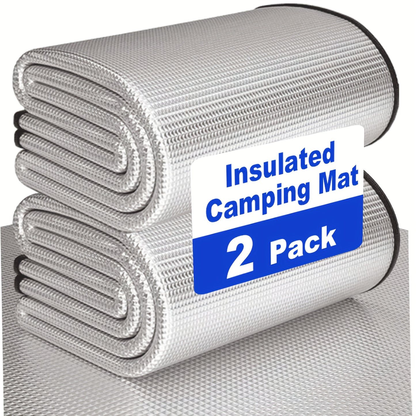 2 PCS Set 2x1M  All-Season High Quality & Insulating Camping Beach Mat - Large Durable Aluminum Foil & EPE Fabric, Portable Foldable Outdoor Picnic Mat, Moisture-Proof Easy Clean Hand Washable, Multiple Sizes for Camping, Pic