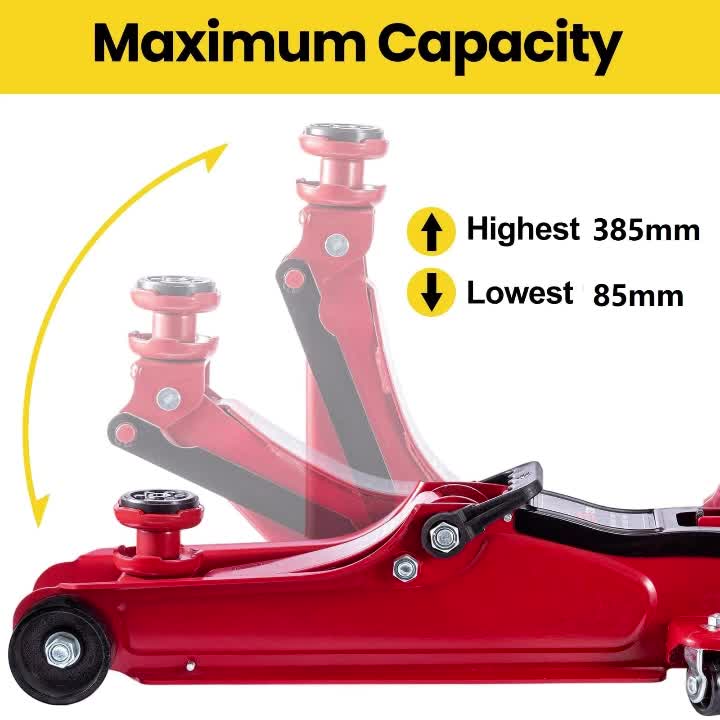 Flat Tire or Mechanical Issues? No Worries, 2.5 Ton Hydraulic Low Profile Floor Jack Heavy Duty Trolley Lift for Car Van Truck Trailer Auto Repairing Garage Tool (Red)