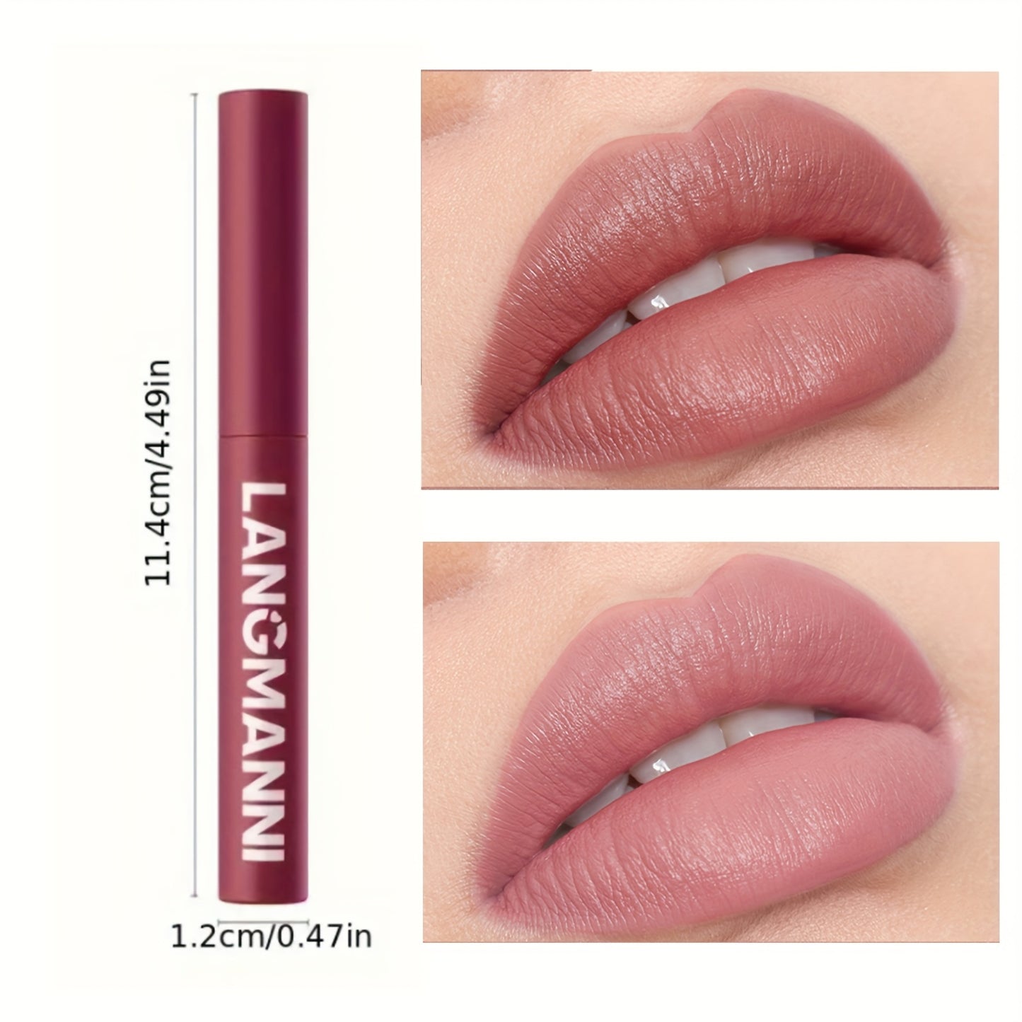 12 PCS Professional Set Original Langmanni matte lipstick, matte lipstick, easy to color lipstick pen, lip gloss, long-lasting easy to color moisturizing lipstick, natural moisturizing lipstick, holiday makeup, mother's day g