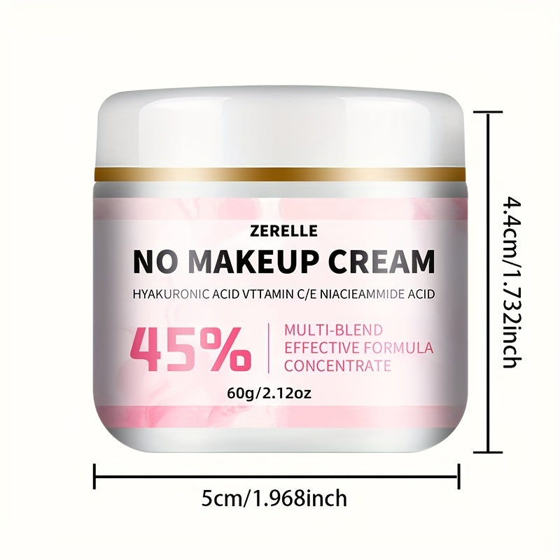 No Makeup Cream - 60gr Korean Hydrating Tinted Moisturizer with Avocado Oil, Glycerol & Vitamin E - Hypoallergenic, Natural Finish Cream for All Skin Types - Firming, Even Light Beige Bottle