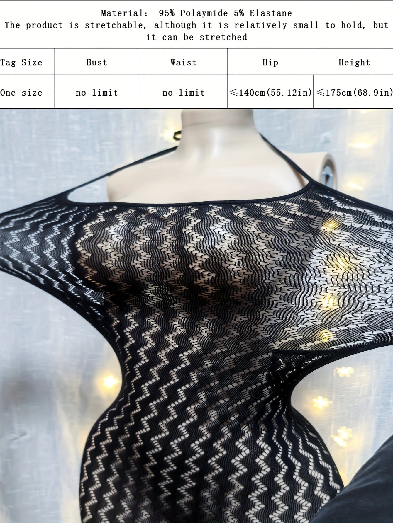 Sexy Plus Size Backless See Through Bodycon - High Elasticity Fishnet Cover Up with Striped Pattern & Cut-Out Details, Form-Fitting Beachwear for Music Festivals, Vacations, Summer Swimwear (See-Through Black), Festival Atti
