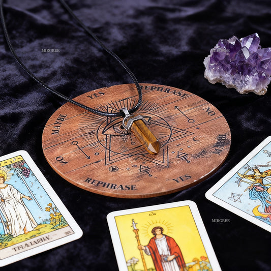 2 PCS Set Pendulum +Wooden Divination Board Helps with Spiritual Journey, Mysterious Tool for Witchcraft, Witchcraft, Mysticism and Intuitive Decision Making, Gift for Soul Explorers