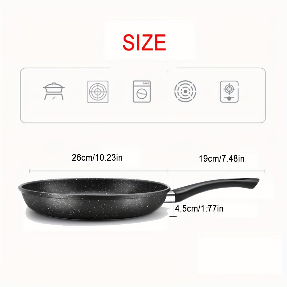 26cm Non-Stick Frying Pan with a 5-Layer Marble Coating, Smokeless And Compatible with Induction Cooktops for Breakfast Pancakes Steaks Cooking Accessories Home Kitchen Supplies