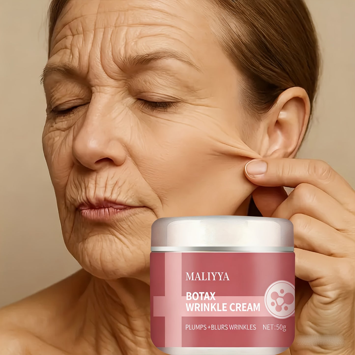 NEW Botax Wrinkle Cream | Hyaluronic Acid, Aloe Vera & Vitamin E - Non-Alcoholic Moisturizing Formula for Dry Light Beige, Deep Hydration, Sleek Jar Design, Natural Finish