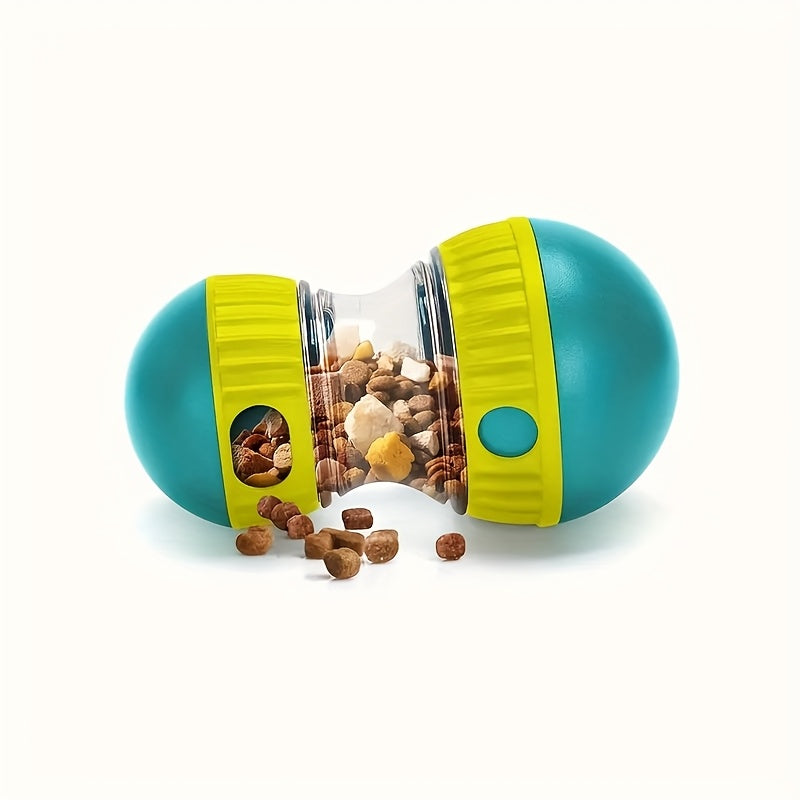 Interactive Treat Dispenser Toy for Cats And Dogs - Features a Rotating Swing Design, Suitable for All Breeds As a Slow Feeder, Made of Blue And Yellow Plastic, Promoting Fun And Healthy Eating for Pets, Without Battery