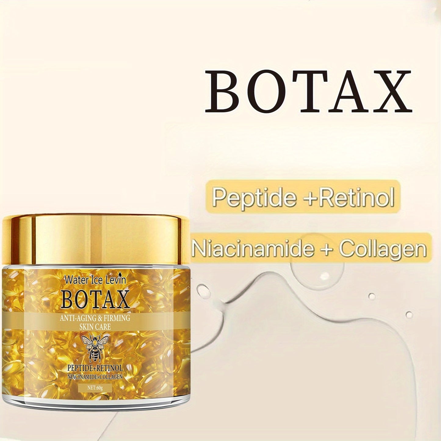 BOTAX Facial Firming Serum with Retinol, Collagen & Bee Venom, Moisturizing Cream for All Light Beige Types Including Dry, Sensitive, Mature, - Quick Results, Protein Skincare