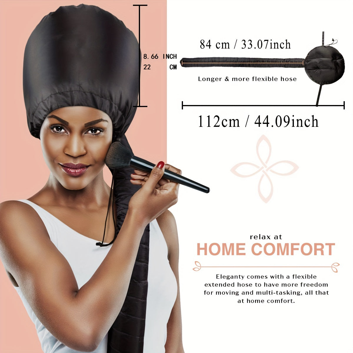 Soft Bonnet Hood Hair Dryer Attachment with Headband - Heat-Resistant Hair Drying Cap, Deep Conditioning & Styling for Relaxed Textured Hair, No Electricity Needed