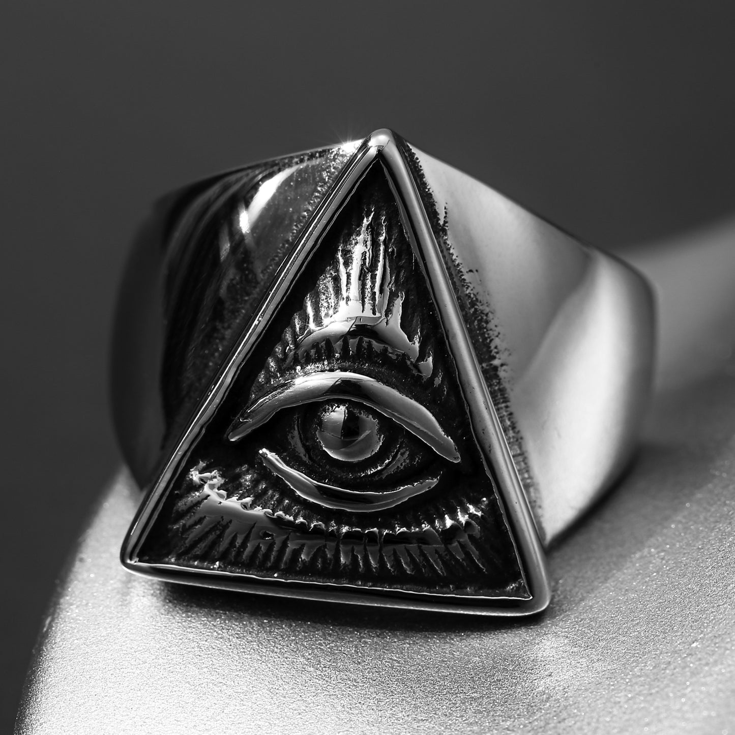 Illuminati Secret Society Women's Men's Ring, Vintage All-Seeing Eye Triangle , Cyberpunk Style, Suitable for Group Ceremonies Gathering Parties,  Jewelry Accessories