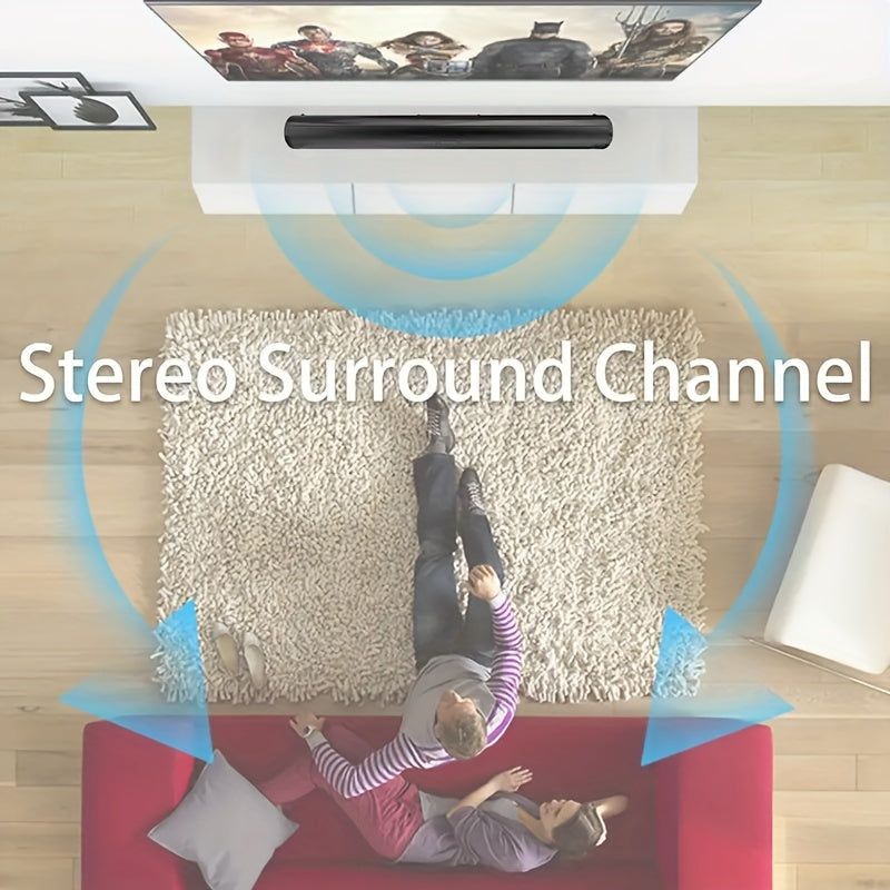 20W High-Power Wireless Soundbar With Surround Sound, Remote Control, Wall Mountable, Supports AUX, TF Card, FM Radio For TV & Home Theater