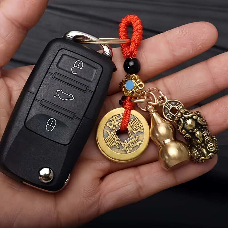 Good Luck Wealth Health Keychain Feng Shui Wealth Keychain - Car/ for Good Luck &, Chinese Auspicious Gift for Wealth Attraction (Pi Xiu Hulu Gourd Key)