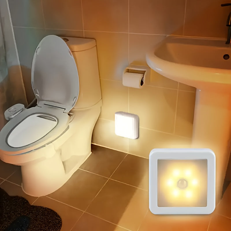 Smart Motion Sensor 6-LED Floor/Ceiling/Wall Light - Wireless, IP44, Auto On/Off, Energy Saving, Plug-and-Play Installation, Modern Square Design. Suitable for Hallways, Stairs, Living Rooms, Bedrooms (Batteries Not Included)
