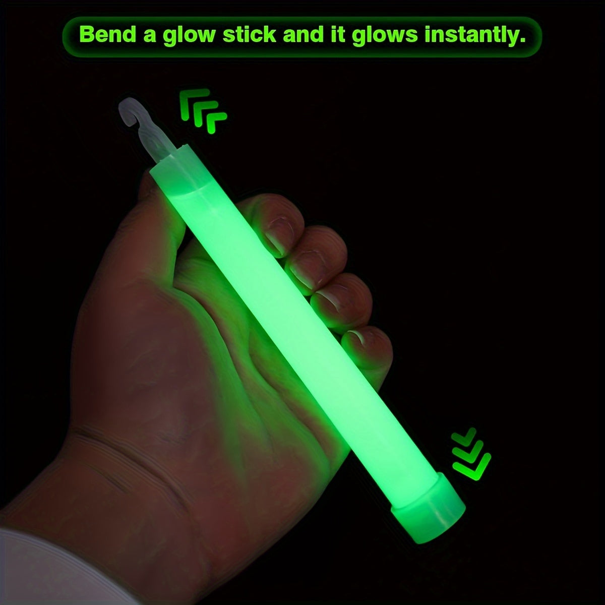 NEW 6 PCS Set 6-Inch Large Green Glow Sticks - Industrial-Grade, 12-Hour Extended Life - Ideal for Camping, Emergencies, Parties & More - Durable Chem Lights, Blackouts Repair No Power Needed, Camping Accessories