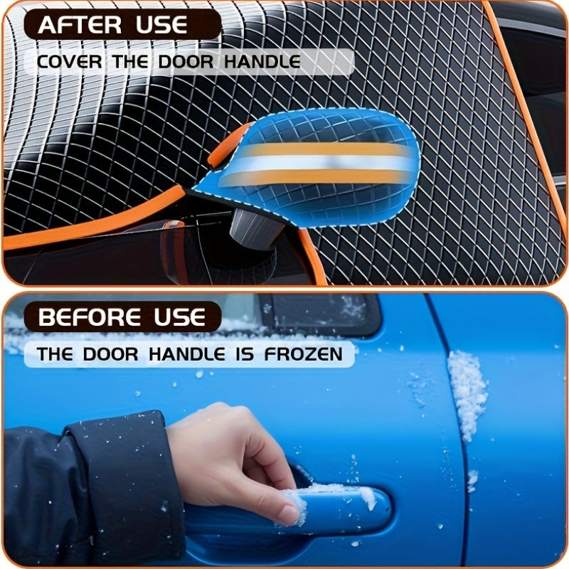 NEW Car Windshield Snow Cover, Suitable for All Vehicles - Durable Oxford Cloth Windshield Snow Shield, Thick Frost Cover with Magnetic Attachments, Magnetically Fixed, Resistant to Strong Winds, Suitable for All Seasons