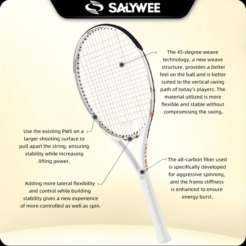 NEW 1 Set + Balls + Bag  Explorer Pro Carbon Fiber Unisex Tennis Rackets, White Available, One-Piece Construction, Pre-Strung Pattern 16x19, Approx. 260g, 102  Racquet Head Size, Free Racquet Bag & Vibration Dampener, for Int