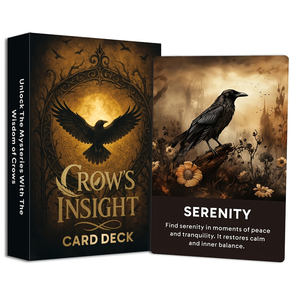 50 Crow's Insight Oracle Cards | Tarot Cards for Mindfulness Practitioners, Personal Reading and Reflection, 12*8cm, Mixed Color Cardboard, Gaming Gift